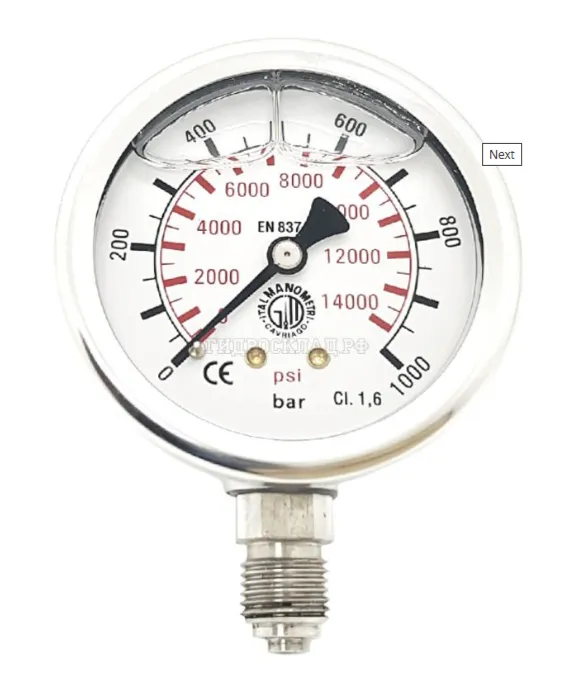 Манометр жидкостной D-63 0-1000bar радиальный